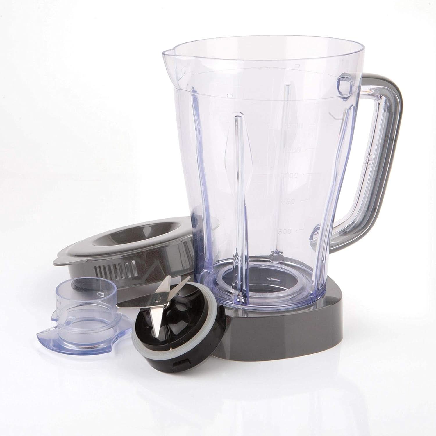 BLACK+DECKER Batidora de pie | 500W | 2 velocidades | Función de pulso | Glaskrug | 1,5 litros | Edelstahlmesser Mit 4 Klingen | Herausnehmbar Und Leicht Zu Reinigen | Cocina Weiß Und Grau Tienda Naty