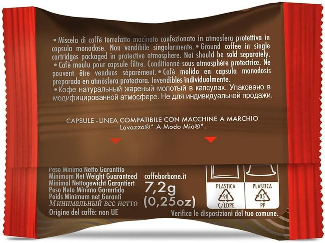 Caffè Borbone Don Carlo, Rote Mischung - 50 Kapseln - Compatible con Lavazza®* A Modo Mio®* Haushalts-Espressomaschinen