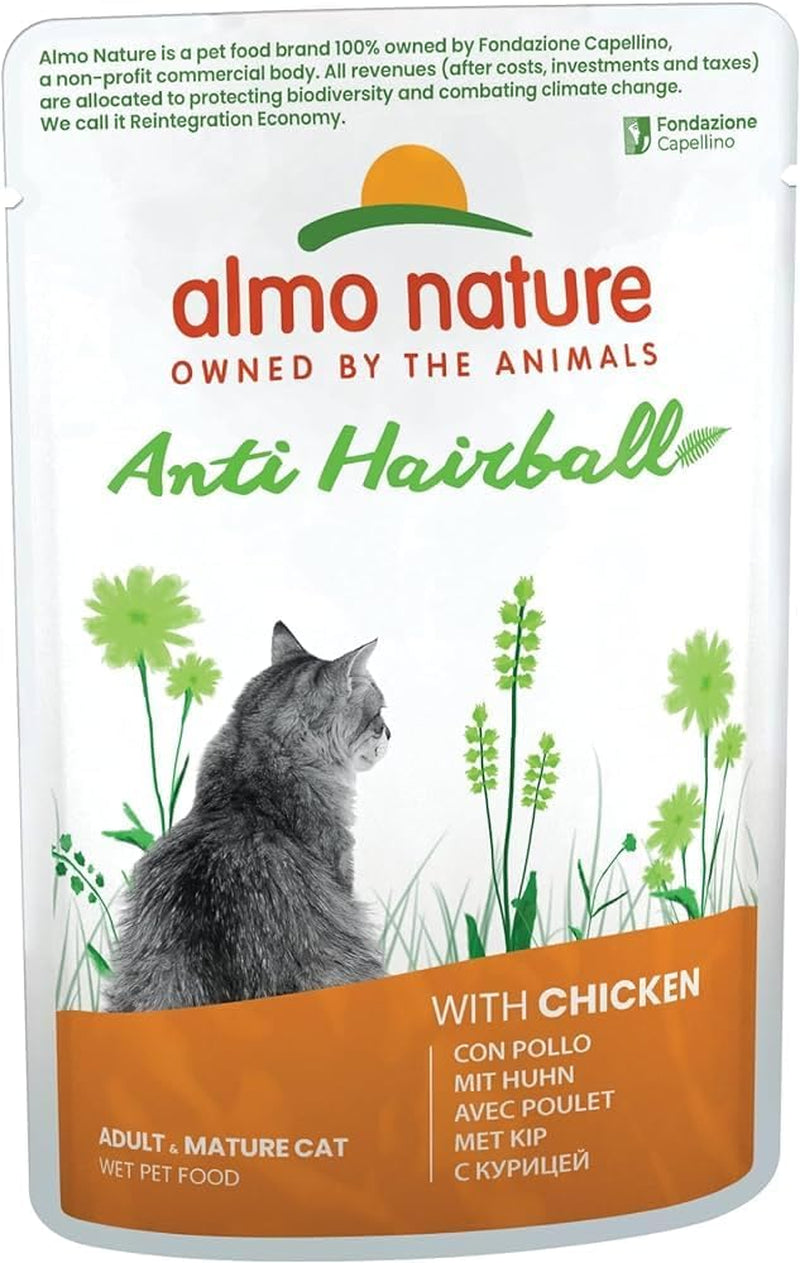 Almo Nature Functional - Antibolas de pelo - Comida húmeda para gatos adultos y maduros - con cachorros - Combate la formación de bolas de pelo - 70 g (paquete de 30)