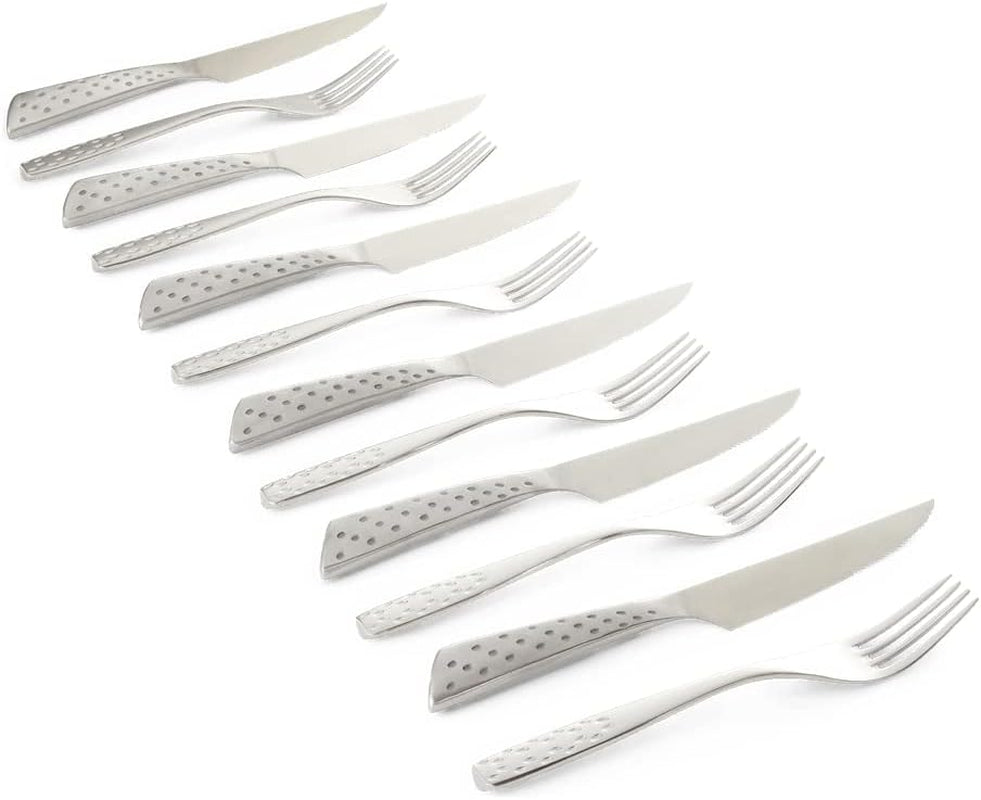 Set de bistec Weber Deluxe, 6 piezas, diseño monobloc de acero inoxidable, extra afilado, mango ergonómico Cocina Naty Shop