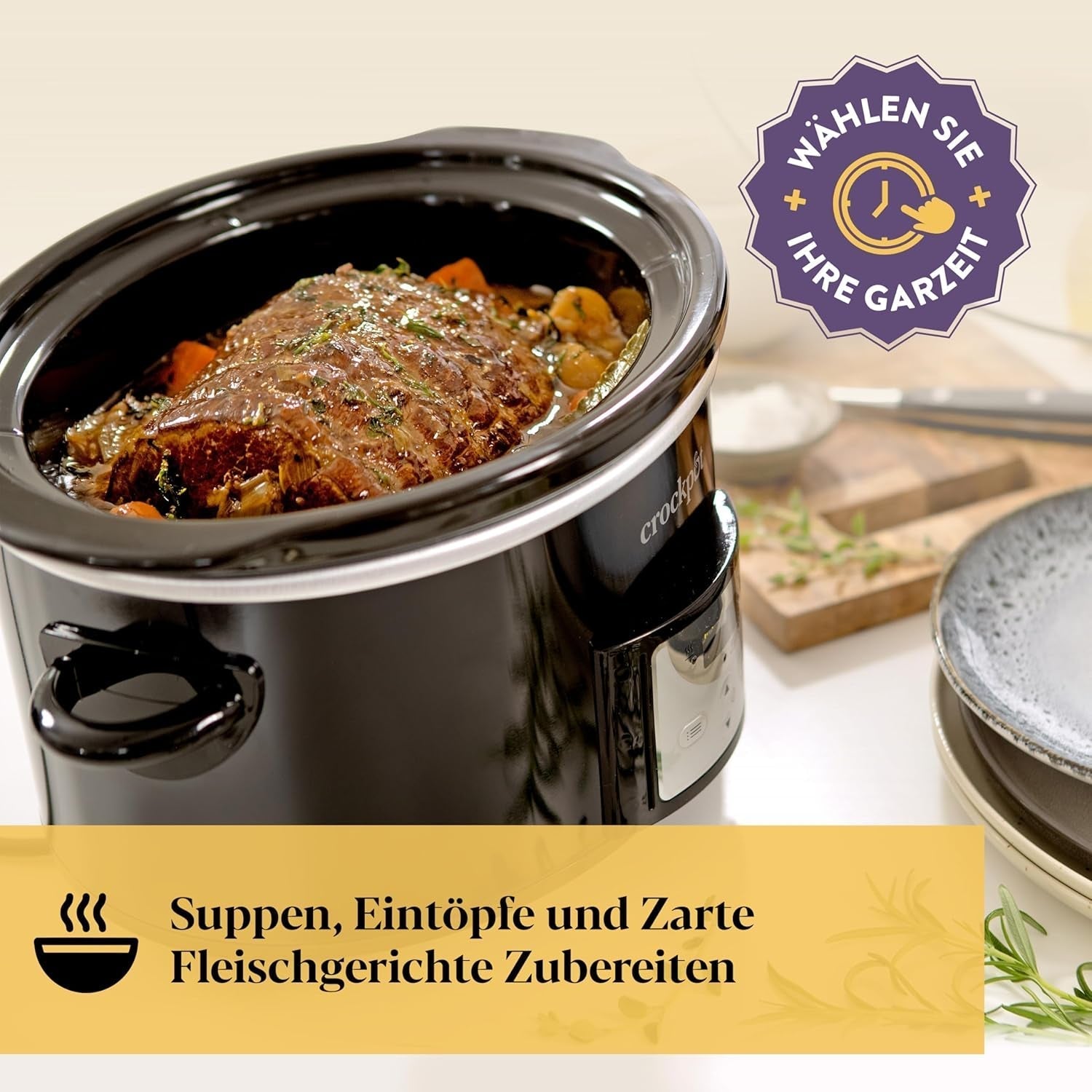 Olla de cocción lenta digital Crockpot, 3,5 L (3 a 4 personas), CSC113X Olla de cocción lenta Naty Shop