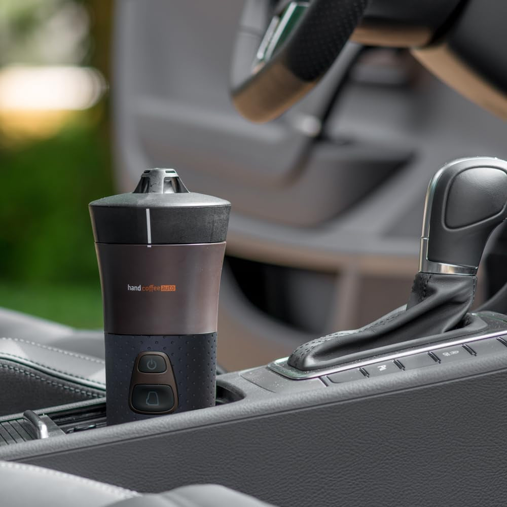 Handpresso - Handcoffee Auto 21000 | Máquina de café expreso para automóvil de 12 V - Máquina de café expreso de 12 voltios para automóviles | Cafetera espresso Senseo Pad para coches - Cafetera espresso de viaje de 12 V | Cafetera espresso de 12 voltios para autocaravanas