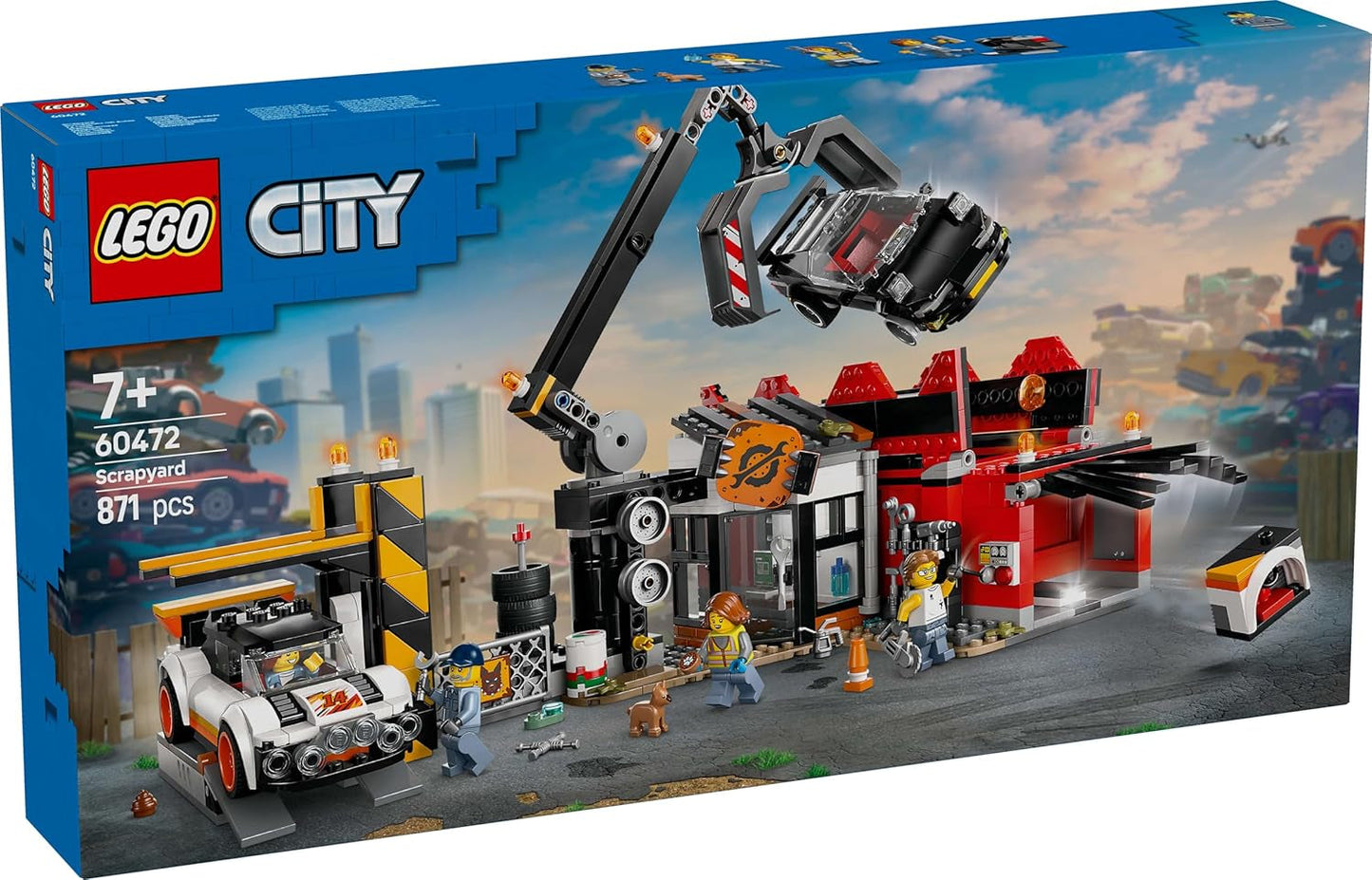 Depósito de chatarra con coches LEGO City - juguete con prensa de chatarra y grúa, 2 coches de juguete, 4 minifiguras funcionales y edificio de oficinas - regalos de cumpleaños para niños y niñas a partir de 8 años 60472 Besuche den LEGO-Store sets de construcción