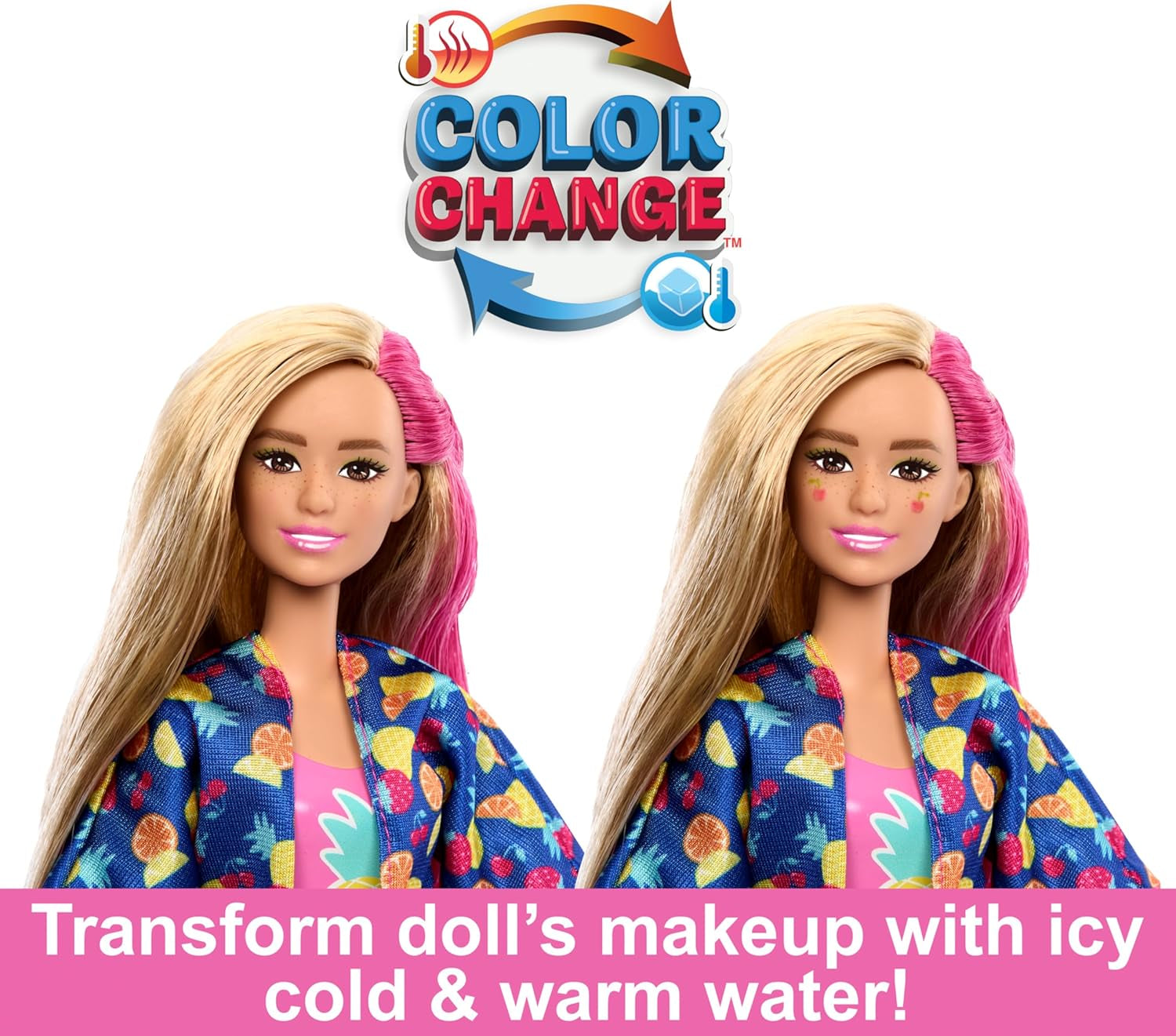 BARBIE Pop Reveal Rise & Surprise Set de regalo: más de 15 sorpresas, incluida 1 muñeca Barbie, accesorios de playa para diversión lúdica y frutal para niños de 3 años en adelante, HRK57