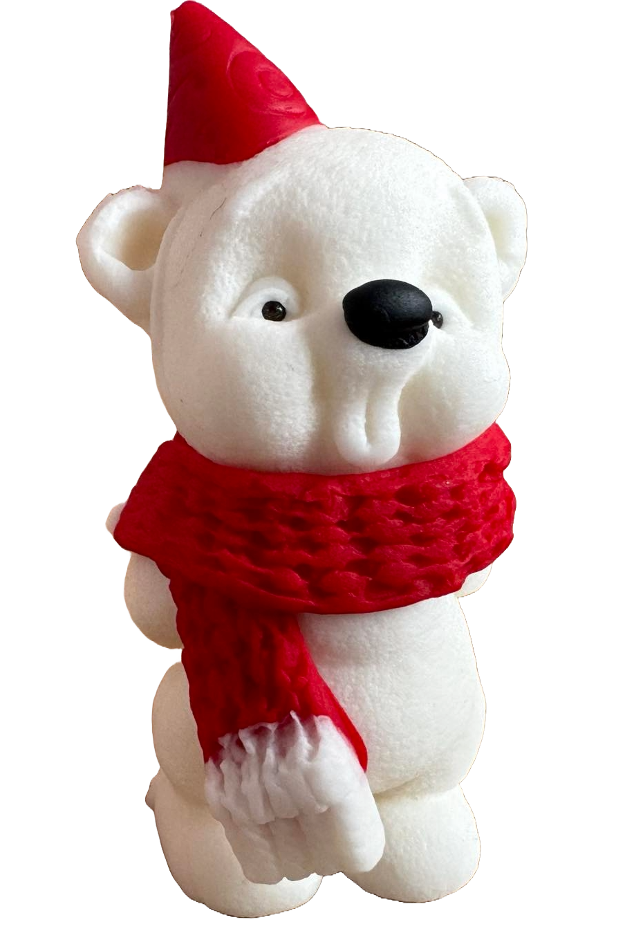 Adornos comestibles de pasta de azúcar, Osito de peluche con gorro y pañuelo rojo Adornos de pasta de azúcar Naty Shop