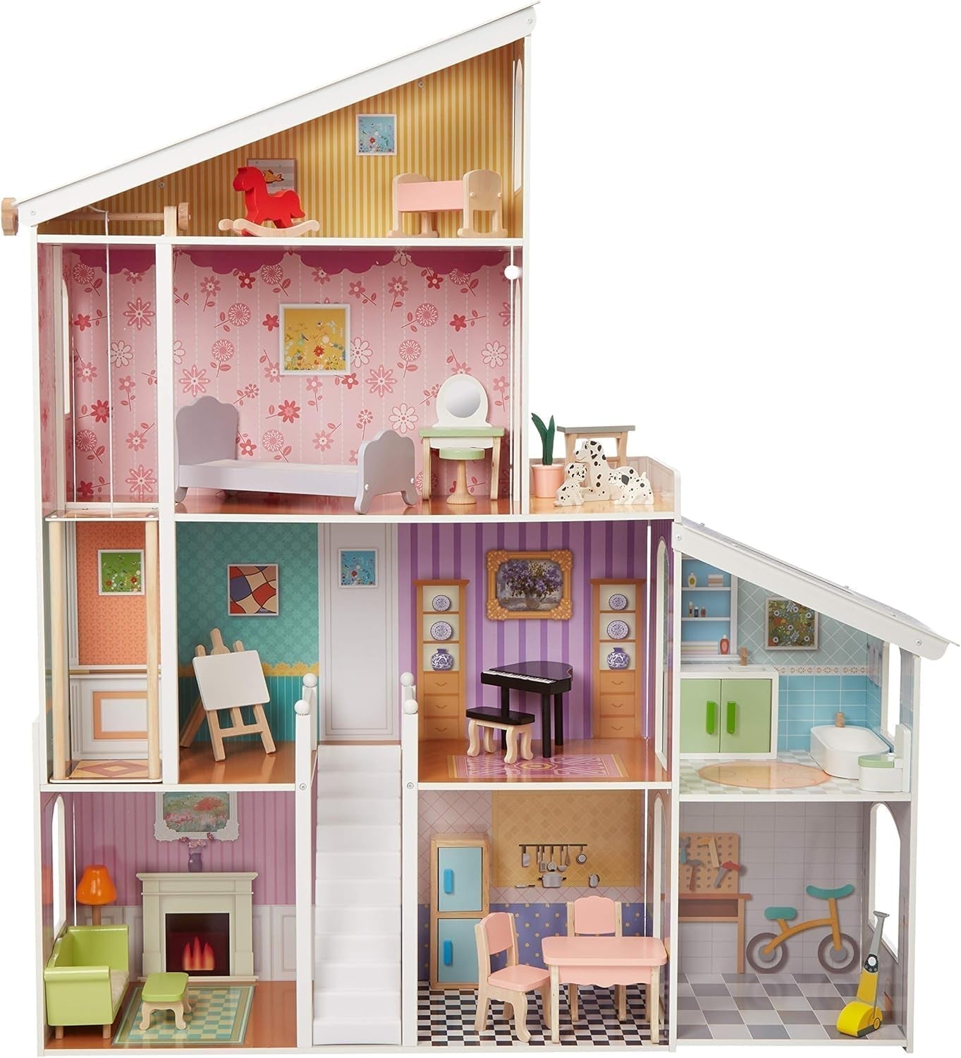 Amazon Basics Casa de muñecas de madera de 4 niveles y muebles, accesorios para muñecas de 12" Naty Shop Casas de muñecas Título predeterminado