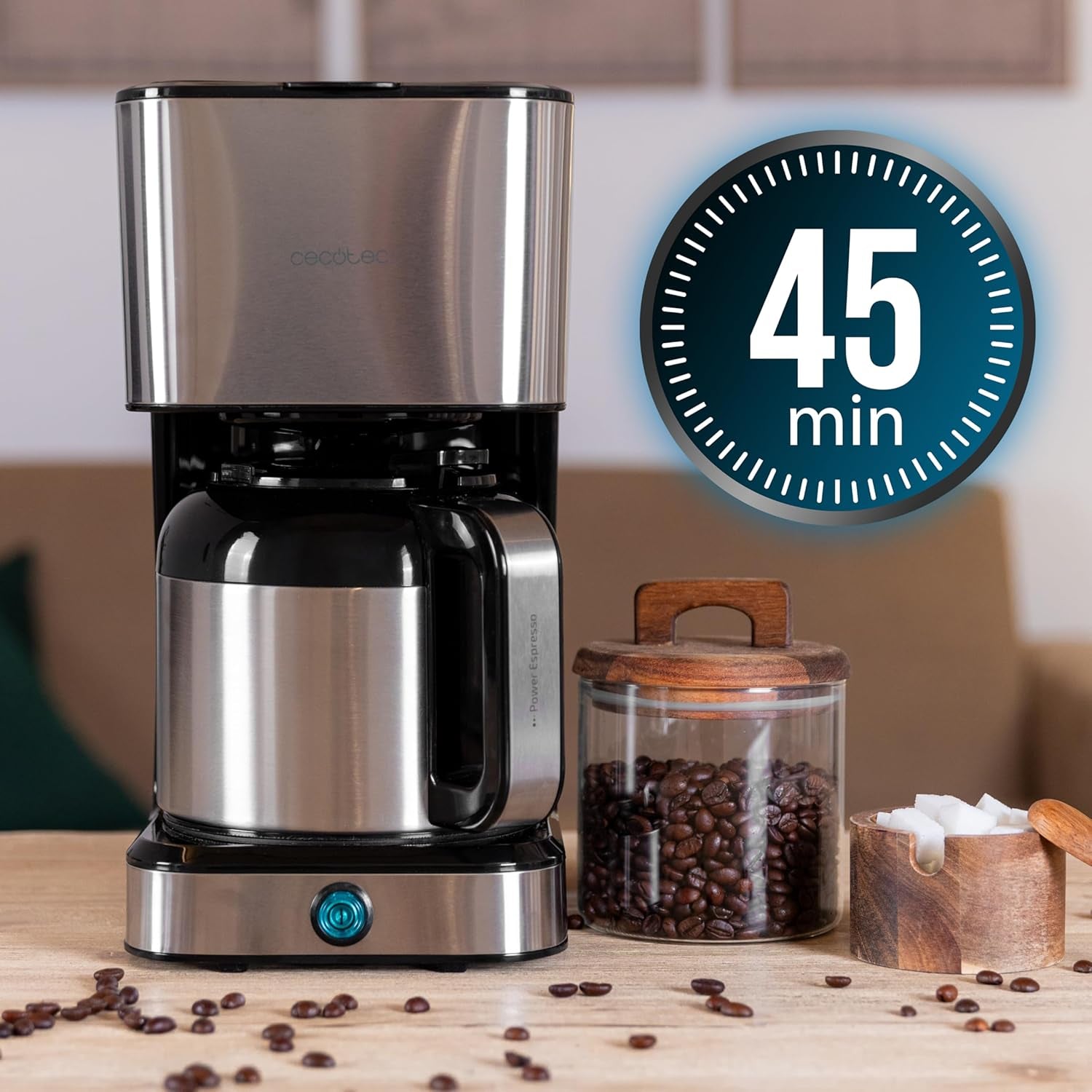 Cecotec Cafetera de goteo Coffee 66 Drop & Thermo, 950 W, 1,2 L, 10 tazas, tecnología ExtremeAroma, función antigoteo, indicador de nivel de agua, filtro principal reutilizable, protección contra sobrecalentamiento