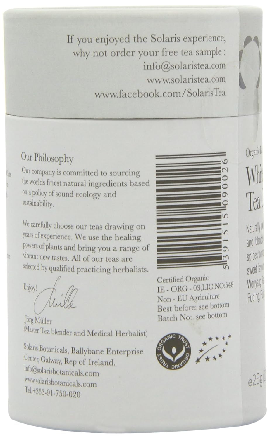 Solaris Té orgánico Chai té blanco 25 g