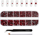 Beadsland 2500 piezas de piedras de cristal para decoración de uñas con parte trasera plana, piedras preciosas para trabajos manuales de 8 tamaños SS4 ~ SS30 con pinzas y puntas (Kristall Weiss)