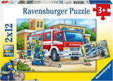 Ravensburger Puzzle para niños - 07574 Policía y bomberos - Puzzle para niños a partir de 3 años, con 2X12 piezas Puzzle Naty Shop 07574 Policía y bomberos