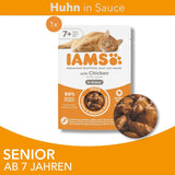 IAMS Delights Comida húmeda para gatos con pollo en salsa para gatos mayores de 7 años y más - Tamaño de prueba, bolsa individual, 1 x 85 g
