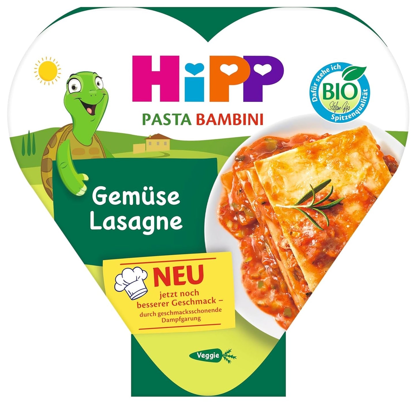 Lasaña vegetal ecológica HiPP (6 x 250 g), comida a partir de 1 año, ligeramente cocida al vapor, vegetariana, condimentada para niños, calidad ecológica