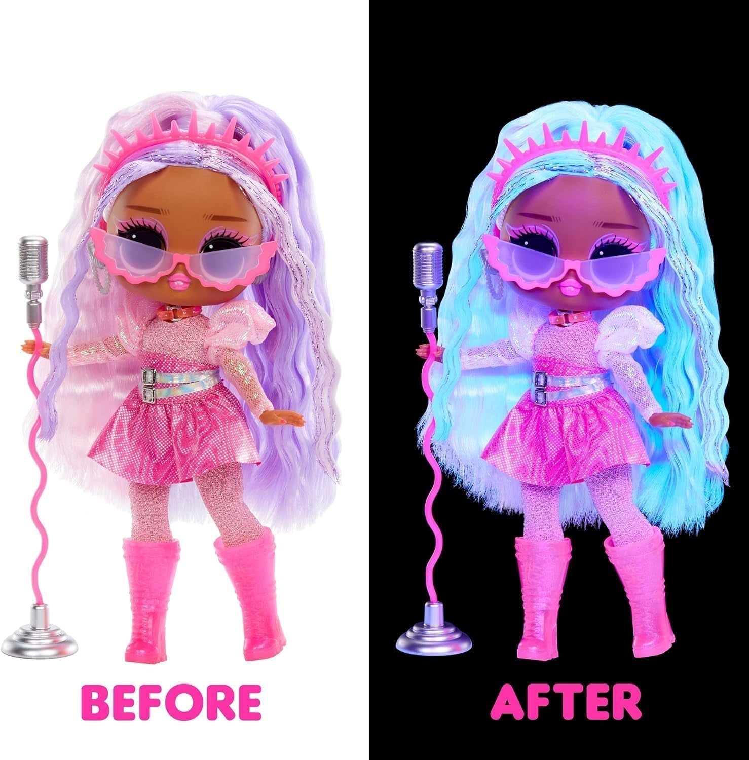 jajaja ¡Sorpresa! Tweens Neon Pop Stars - Kitty K - 1 muñeca de moda con sorpresas retroiluminadas y más de 10 conjuntos y accesorios de Pop Star, incluidas microbandas retro, regalo para niños 4+ Naty Shop Dolls