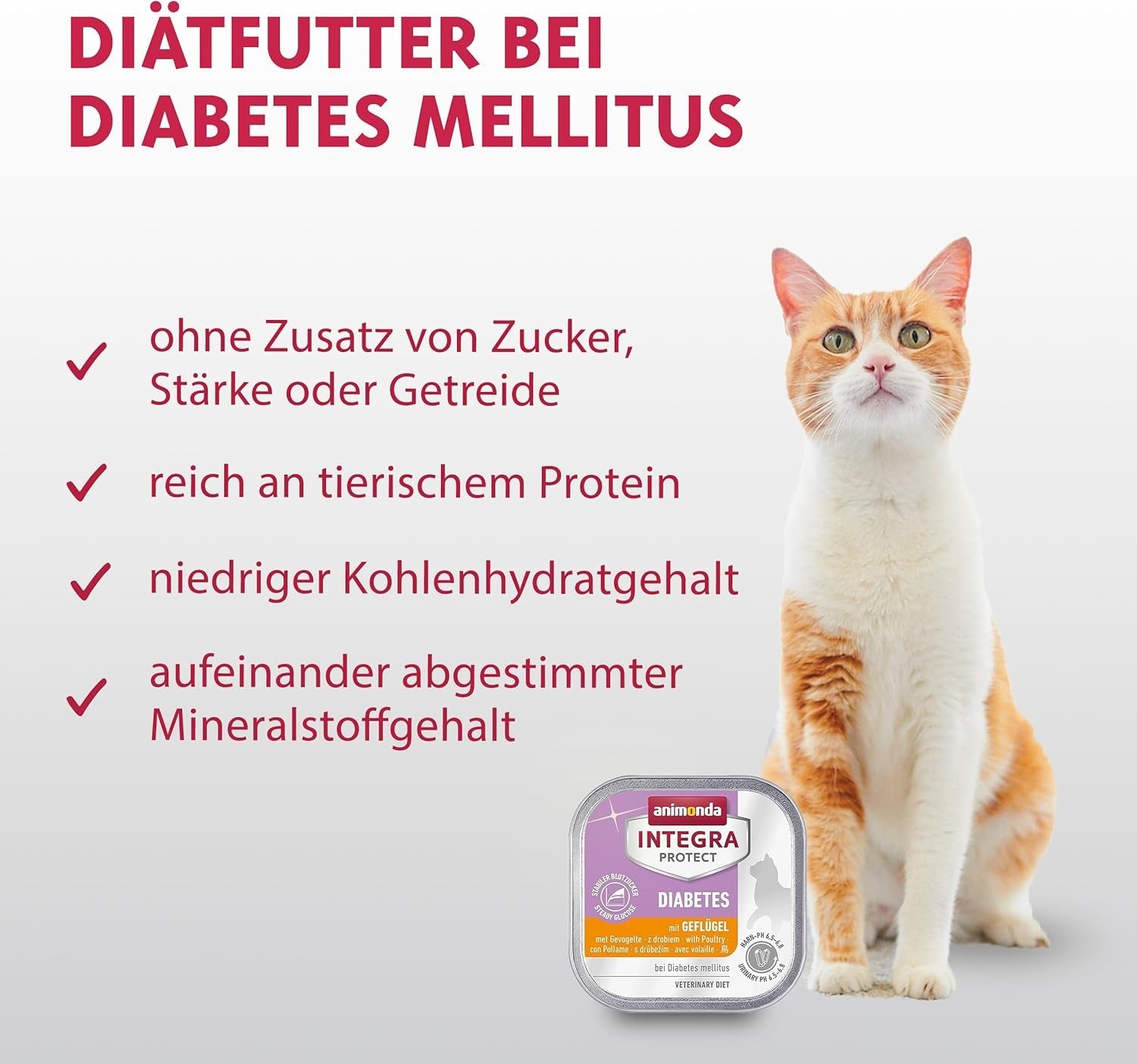 animonda INTEGRA PROTECT Diabetes con Aves (16 x 100 g), comida húmeda para gatos diabéticos, comida dietética para gatos diabéticos, comida húmeda sin azúcar