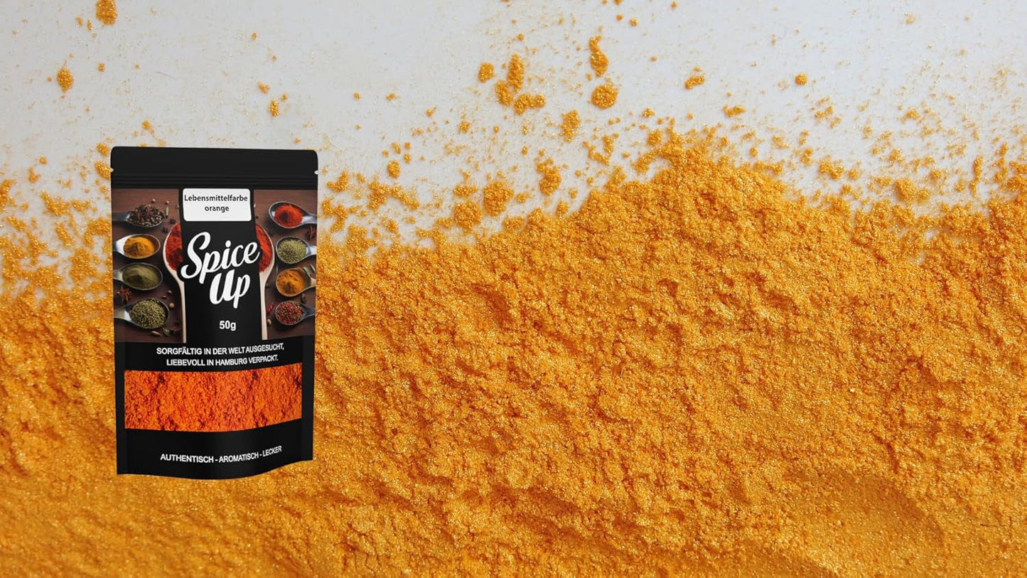 Colorante alimentario naranja Spice up 50G – Colorante alimentario naranja 50G – Polvo de color brillante para ideas de cocina y repostería – Para postres, bebidas, curry y decoraciones creativas – Vegano y sin aditivos artificiales