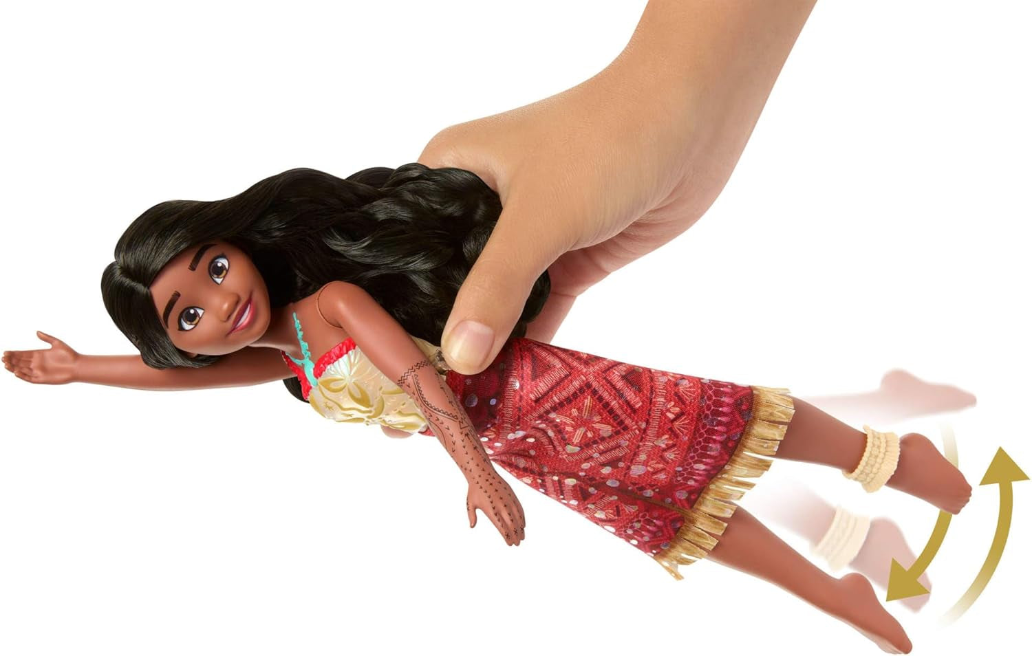 Mattel Toys Disney Moana 2 Tautai Moana Muñeca de moda para nadar con 2 accesorios, parte superior y piernas que cambian de color para movimientos de natación inspirados en la película JFF09