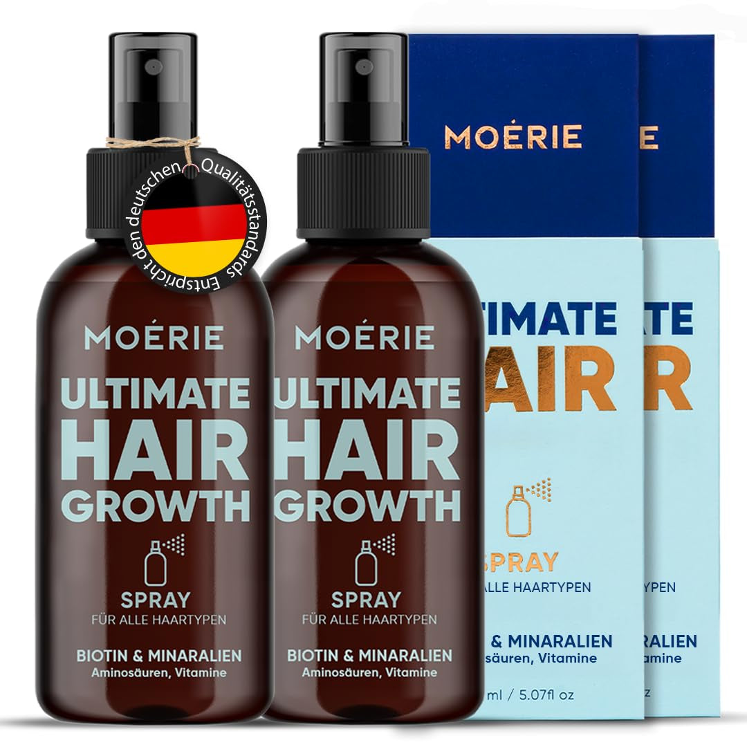MOÉRIE Ultimate Mineral Hair Growth Spray para cabello más largo, más grueso y con más volumen - con biotina y cafeína - Productos para el cabello veganos, sin parabenos, todo tipo de cabello, revierte la caída del cabello - Suministro de 2 meses Cuidado del cabello Naty Shop Double Set