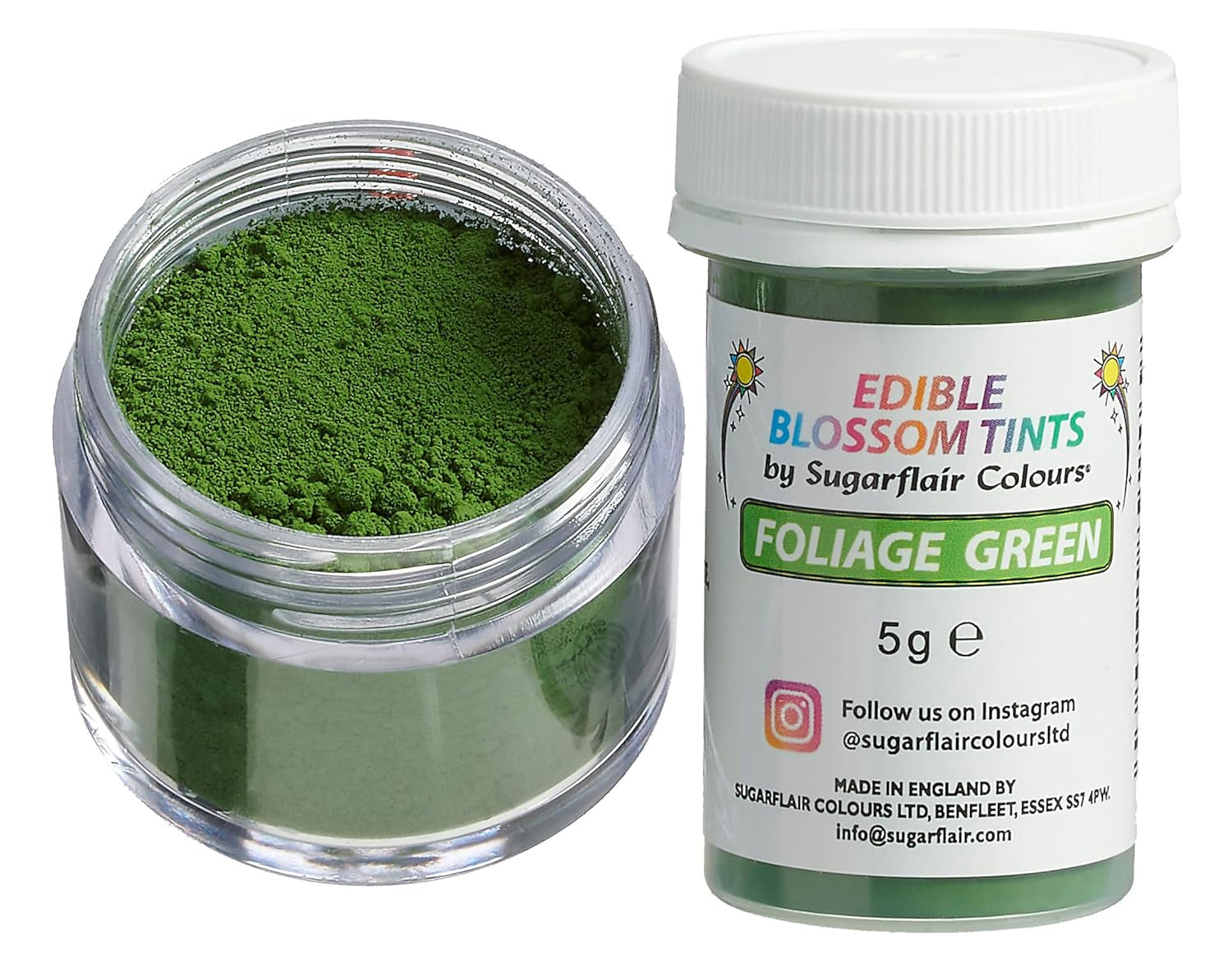 Sugarflair Blossom Tint Dust Leaf Green - Colorante alimentario en polvo para decoración de pasteles, fondant, glaseado, chocolate, crema de mantequilla, macarrones y más - 5G