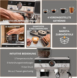 Krups Precision Cafetera espresso manual con portafiltro y molinillo, Cafetera barista con panel de control intuitivo, ajustes de preinfusión, Cafetera espresso con boquilla de vapor, calentamiento rápido, XP801T10