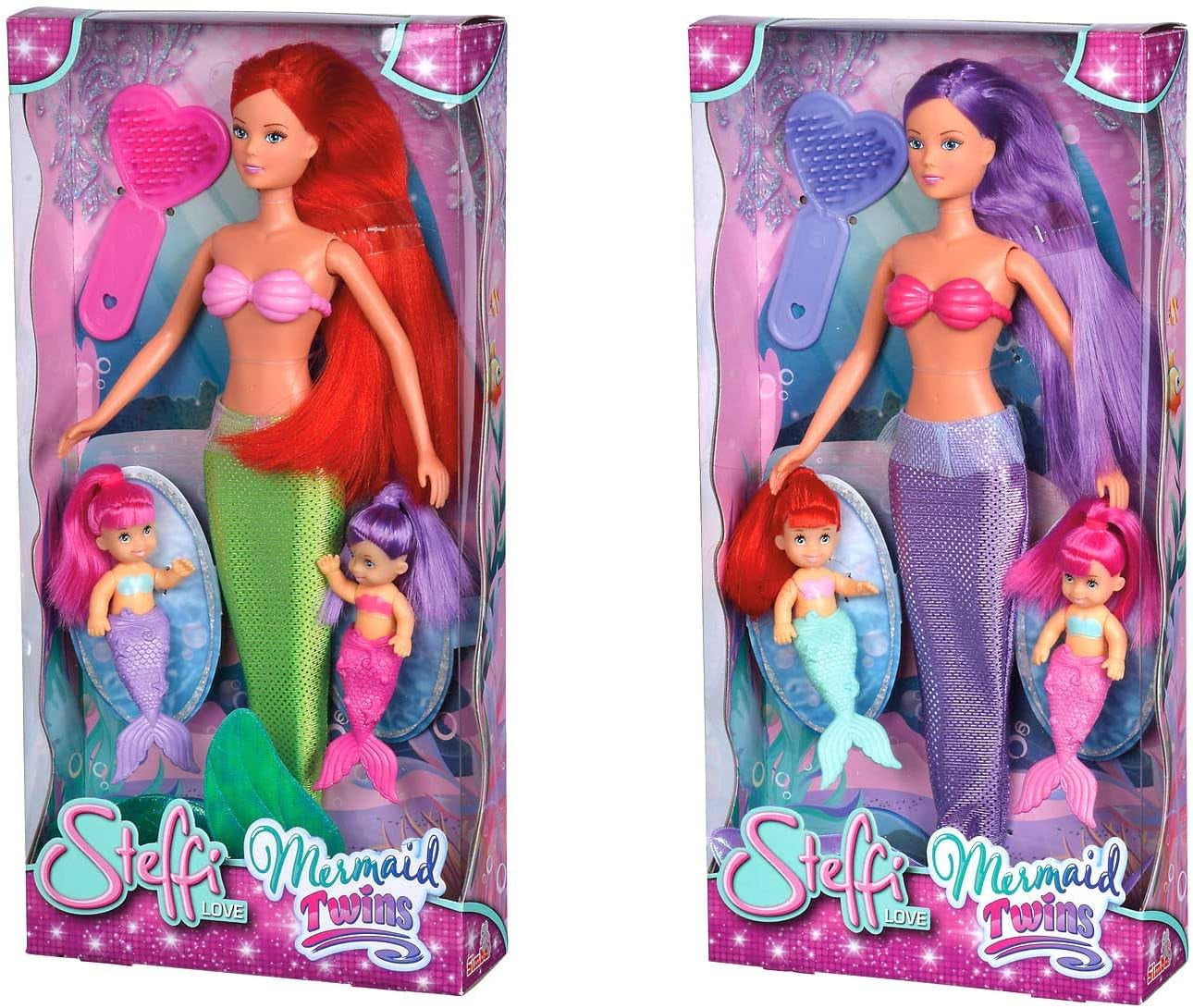 Simba 105734162001 105734162 - Steffi Love The Twin Mermaids / dos variantes / Steffi como sirena / con dos bebés sirenas / muñeca fashion / 29 cm, para niños a partir de 3 años