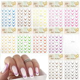 12 Stück French Tip Nagelsticker Selbstklebend Bunte French Nails Schablone Nagelaufkleber Nail Art Stickers Nageldesign DIY Nägel Zubehör (12 colores)