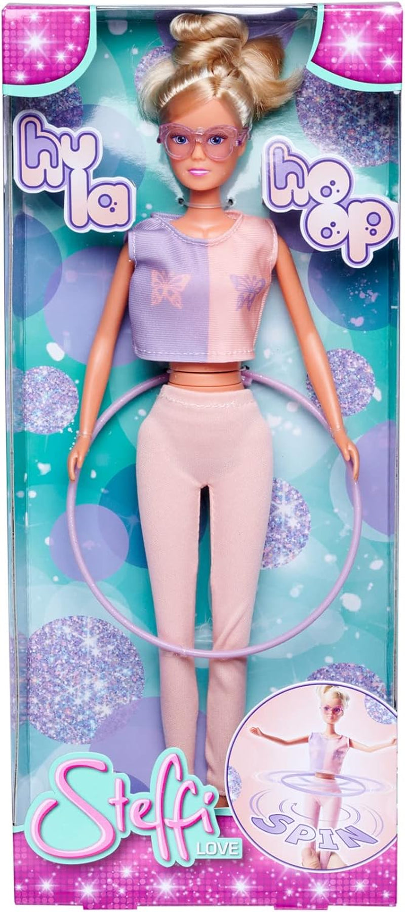 Simba 105733619 - Steffi Love Hula Hoop, Muñeca de juguete con ropa deportiva, Hula Hoop y función mecánica, 29 cm, a partir de 3 años