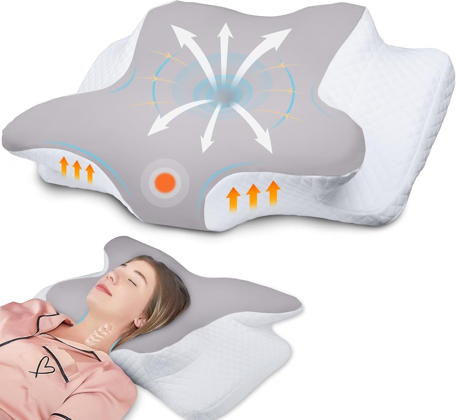 Hothands Almohada de Espuma viscoelástica Almohada ortopédica ergonómica Lado Trasero Almohada para Alivio del Dolor Abdominal Mejora la Calidad del sueño 62X41X13/11 cm Almohadas ortopédicas cervicales Naty Shop Título predeterminado