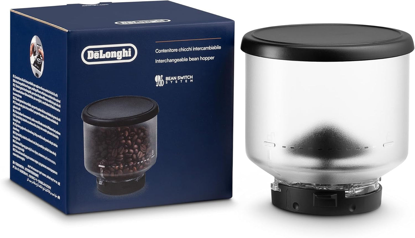 De'Longhi DLSC403 contenedor de granos de café, contenedor de granos reemplazable para la cafetera automática De'Longhi Rivelia, incl. 250 g de café en grano, tapa negra