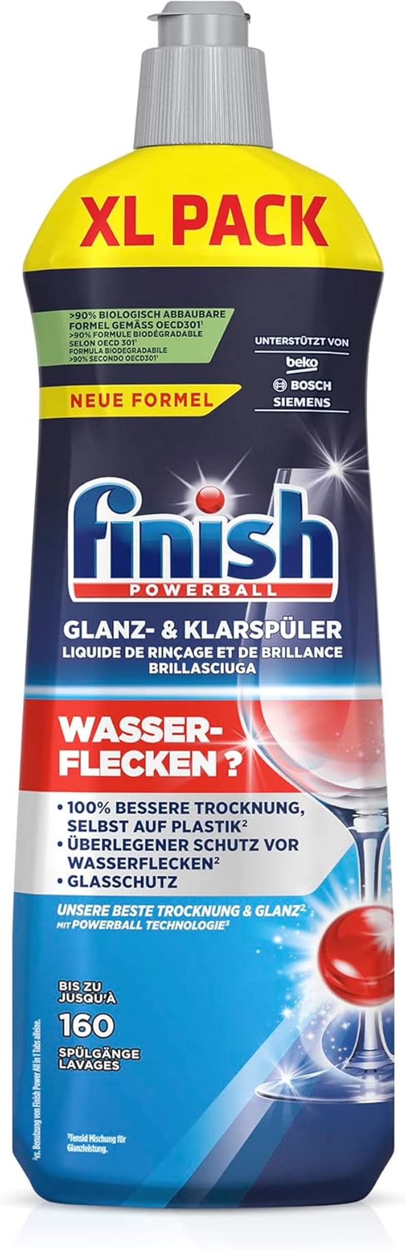 Finish Abrillantador y Abrillantador - Para vajilla brillante y seca sin manchas de agua - Megapack 800 ml (pack de 3) Naty Shop
