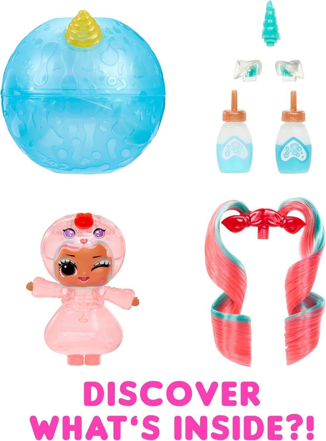 Jajaja ¡Sorpresa! Unicorns Tots: incluye 1 muñeco con cuerpo transparente y efecto lámpara de lava, empaque blindado, 8 muñecos coleccionables con 2 mezclas de colores, para edades de 4 años en adelante