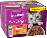 WHISKAS PURE DELIGHT Comida húmeda en gelatina 24 x 85g Ragú clásico (4 paquetes) 48 sobres racionados