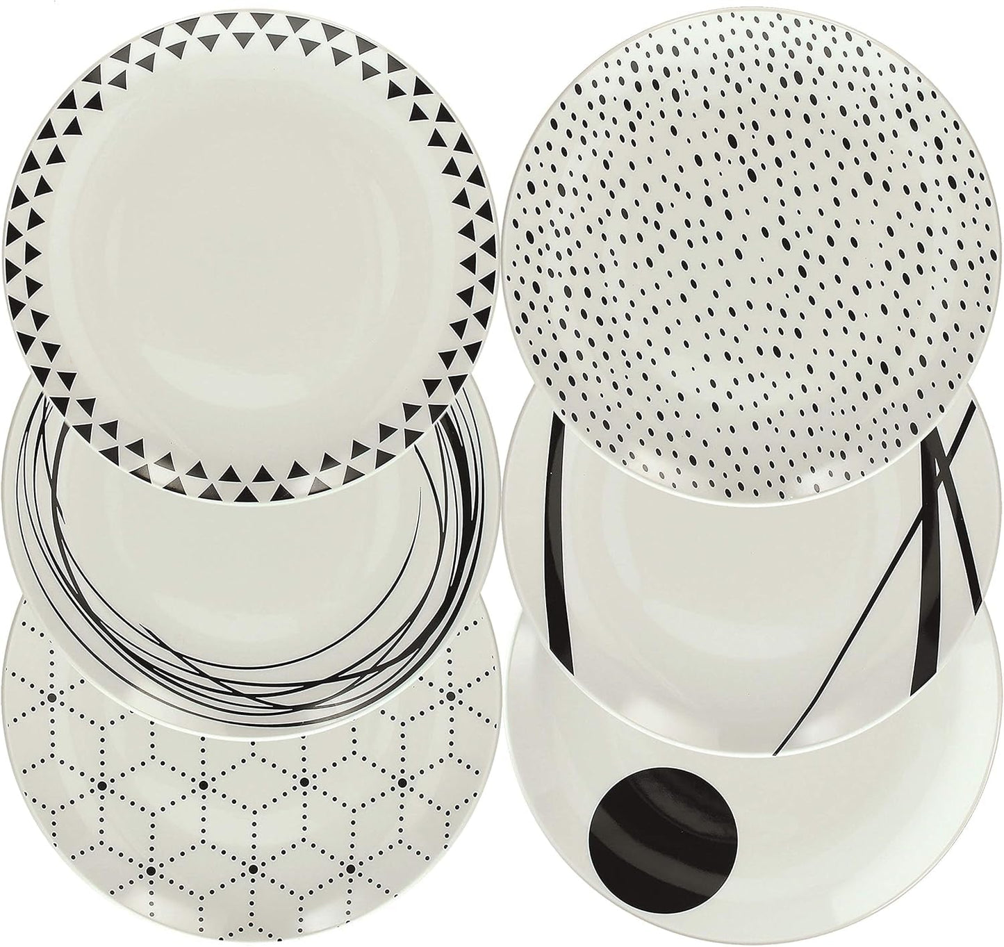 Servicio de mesa gráfica, 18 piezas para 6 personas, porcelana, blanco