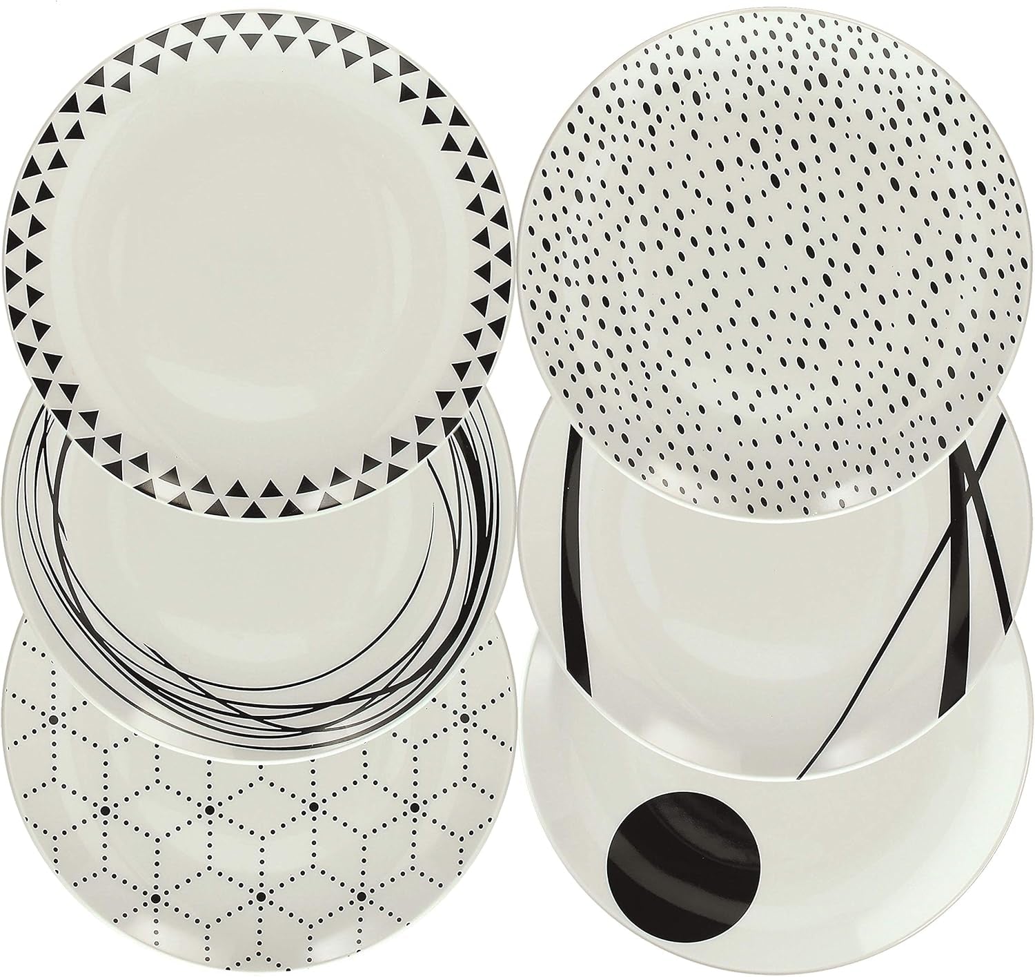 Servicio de mesa gráfica, 18 piezas para 6 personas, porcelana, blanco