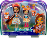 Enchantimals HCF81 - Felicity Fox y su hermana pequeña (aprox. 15 cm y aproximadamente 10 cm) y 2 figuras de animales, falda desmontable y accesorios, gran regalo para niños a partir de 3 años