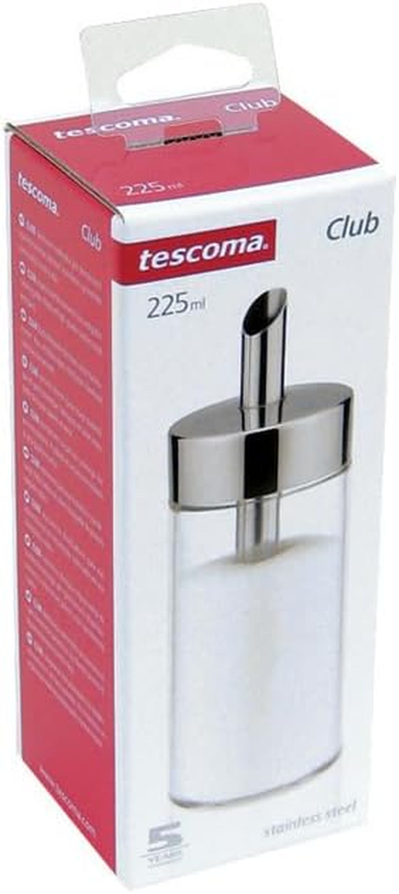 Tescoma Coctelera de Vidrio, Acero Inoxidable Cepillado, Ideal para Azúcar Blanco/Moreno, 225ml