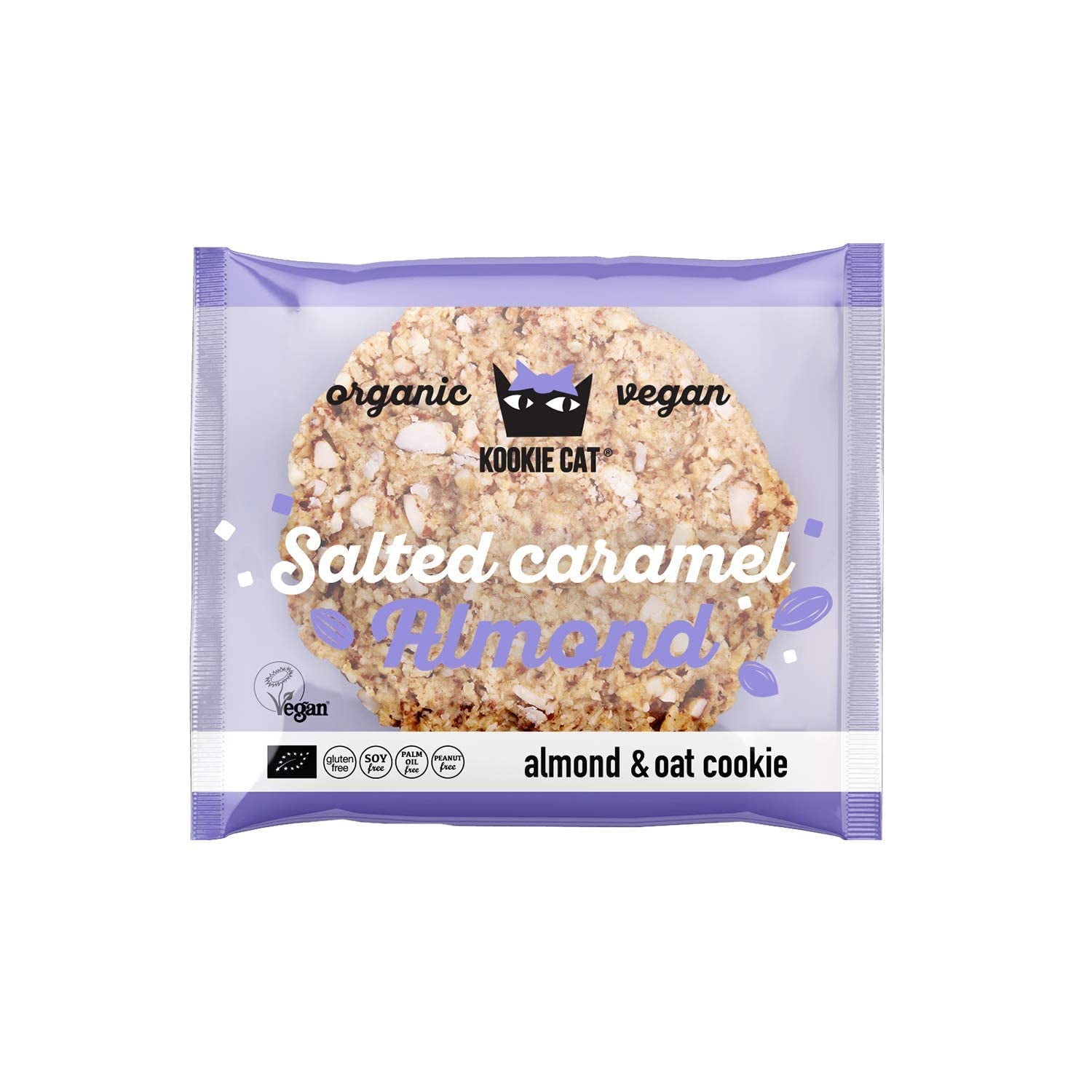 Galletas veganas de almendras y caramelo saladas - Avena de almendras orgánicas, sin gluten, envueltas individualmente, sin soja - Paquete múltiple de 12 x 50 g (paquete de 2)