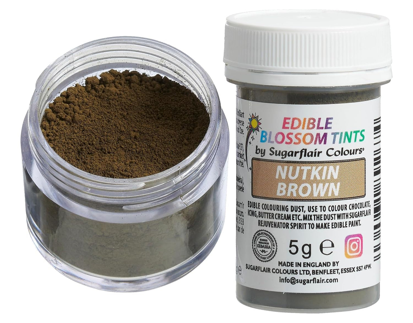 Sugarflair Blossom Tint Dust Nutkin Brown - Colorante alimentario en polvo para decoración de tartas, fondant, glaseado, chocolate, crema de mantequilla, macarrones y más - 5 g