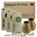 Juego de mate para dos, orgánico ● 2 tazas de mate + 2 bombillas + 300 g de mate + instrucciones de preparación