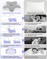 Almohada para el cuello, almohada de apoyo lateral, almohada de espuma viscoelástica, almohada ortopédica, almohada ergonómica de apoyo para el cuello para un soporte óptimo Almohada de apoyo lateral para la espalda y el estómago (62 x 41 x 13 cm) Almohadas ortopédicas cervicales Naty Shop