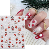 JMEOWIO 3D Nagelsticker Weihnachten Nail Art Sticker Selbstklebend Nagelaufkleber 5D Stereoskopisch Schneeflocke Christmas Winterurlaub Niedlich Dekoration Nageldesign Zubehör 4 Blatt