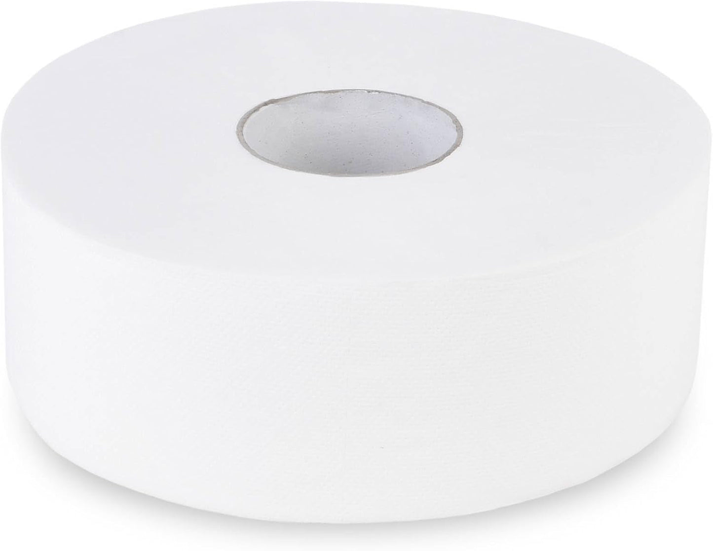 Papel higiénico Quicky Jumbo de 2 capas, 25 cm de diámetro, blanco brillante, con relieve de puntos finos, 6 rollos: absorbente y resistente al desgarro para una máxima higiene, ideal para instituciones públicas e industria