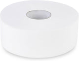 Papel higiénico Quicky Jumbo de 2 capas, 25 cm de diámetro, blanco brillante, con relieve de puntos finos, 6 rollos: absorbente y resistente al desgarro para una máxima higiene, ideal para instituciones públicas e industria