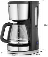 Cafetera espresso WMF Bueno con jarra de cristal, café filtrado, 10 tazas, botón encendido/apagado, sistema antigoteo, filtro oscilante, parada automática, placa calefactora, 1000W