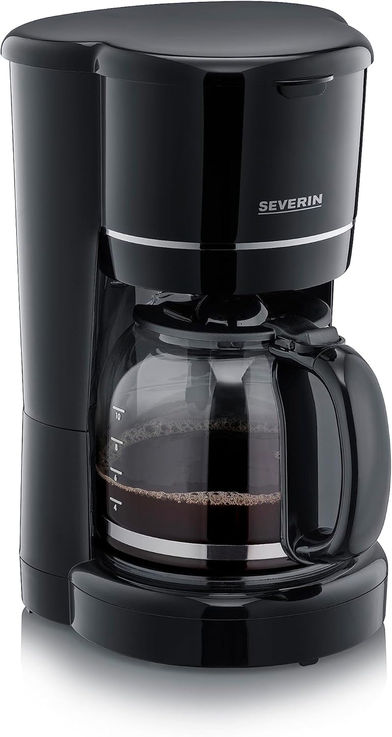 SEVERIN Cafetera espresso compacta, café aromático con cafetera para hasta 4 tazas, cafetera espresso con filtro y filtro oscilante permanente, acero inoxidable/negro, KA 4808