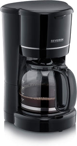 SEVERIN Cafetera espresso compacta, café aromático con cafetera para hasta 4 tazas, cafetera espresso con filtro y filtro oscilante permanente, acero inoxidable/negro, KA 4808