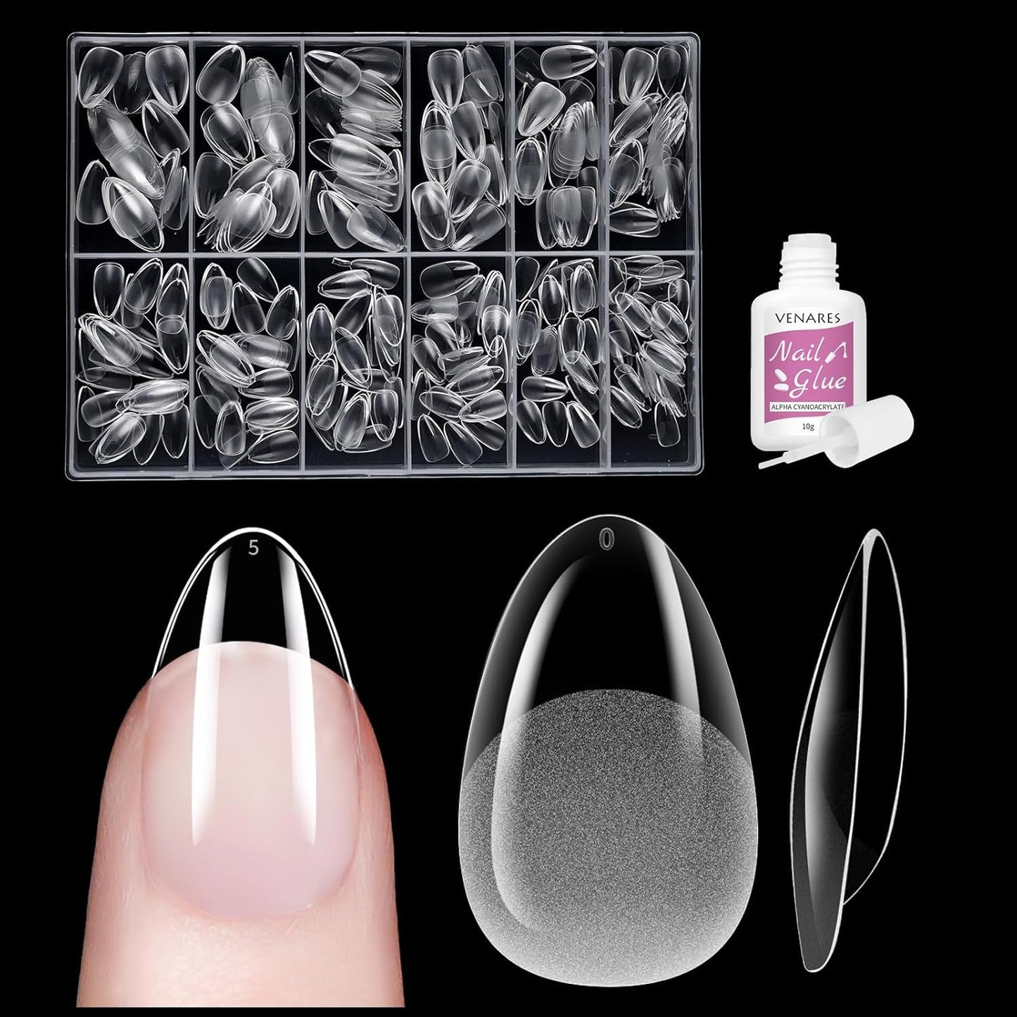 Uñas postizas cortas bailarina 500 Uds pegamento en 12 tamaños uñas artificiales Gel suave corto cobertura completa puntas de uñas para uñas de Gel cortas S