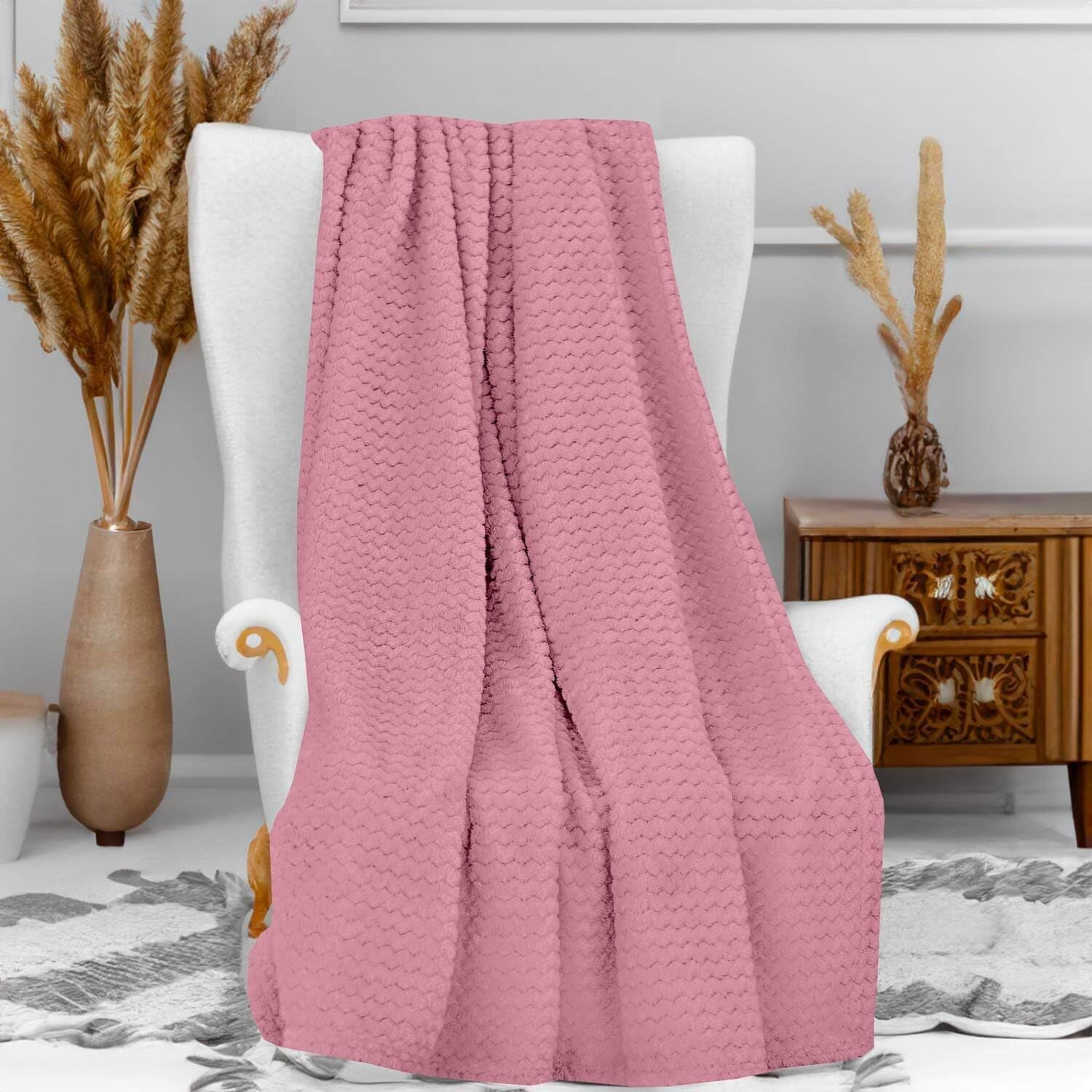 Soleil D'Ocre, manta, microfibra, 120 X 160 Cm, rosa oscuro Edredones y colchas Naty Shop Rosa 120 X 160 Cm