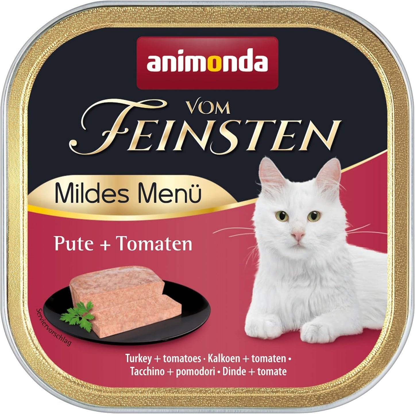 animonda vom Feinsten Mild Menu Mild Variety (32 x 100 g), comida húmeda para gatos sin cereales y sin azúcar, comida fácilmente digerible con carne de pavo