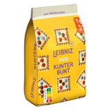 LEIBNIZ Kunterbunt Leche, paquete de 12 unidades, galletas crujientes con crema de leche y trozos de chocolate (12 x 125 g)