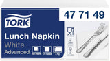 Tork Servilleta suave para el almuerzo blanca, pliegue 1/8, 3 capas, 33 cm × 33 cm, 150 servilletas, 477416